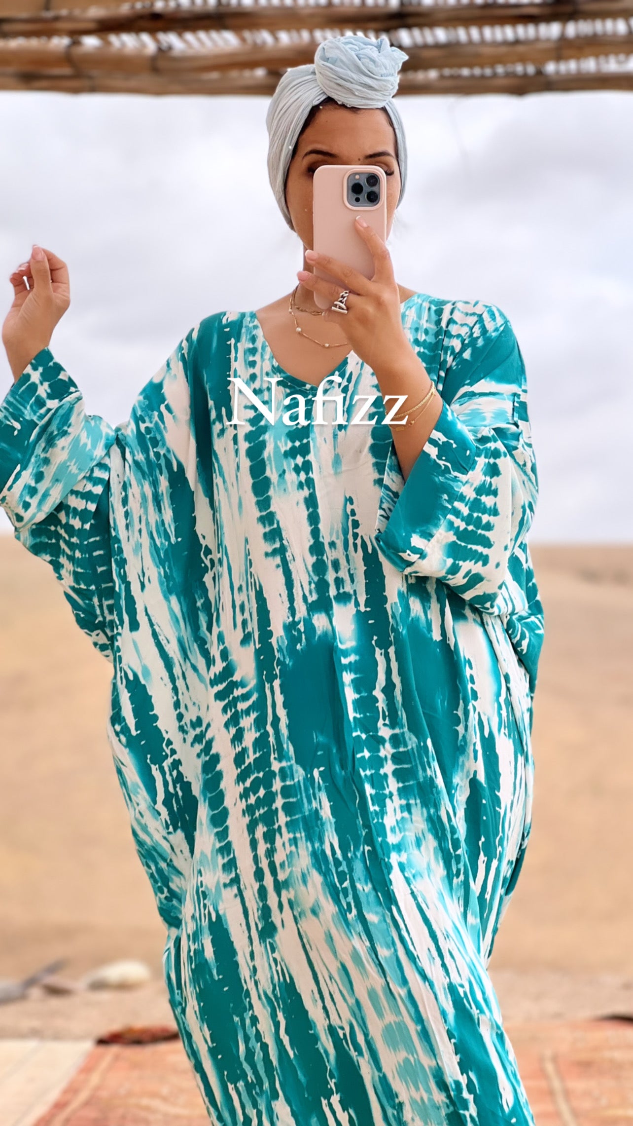 Robe Abaya Sahara bleu canary