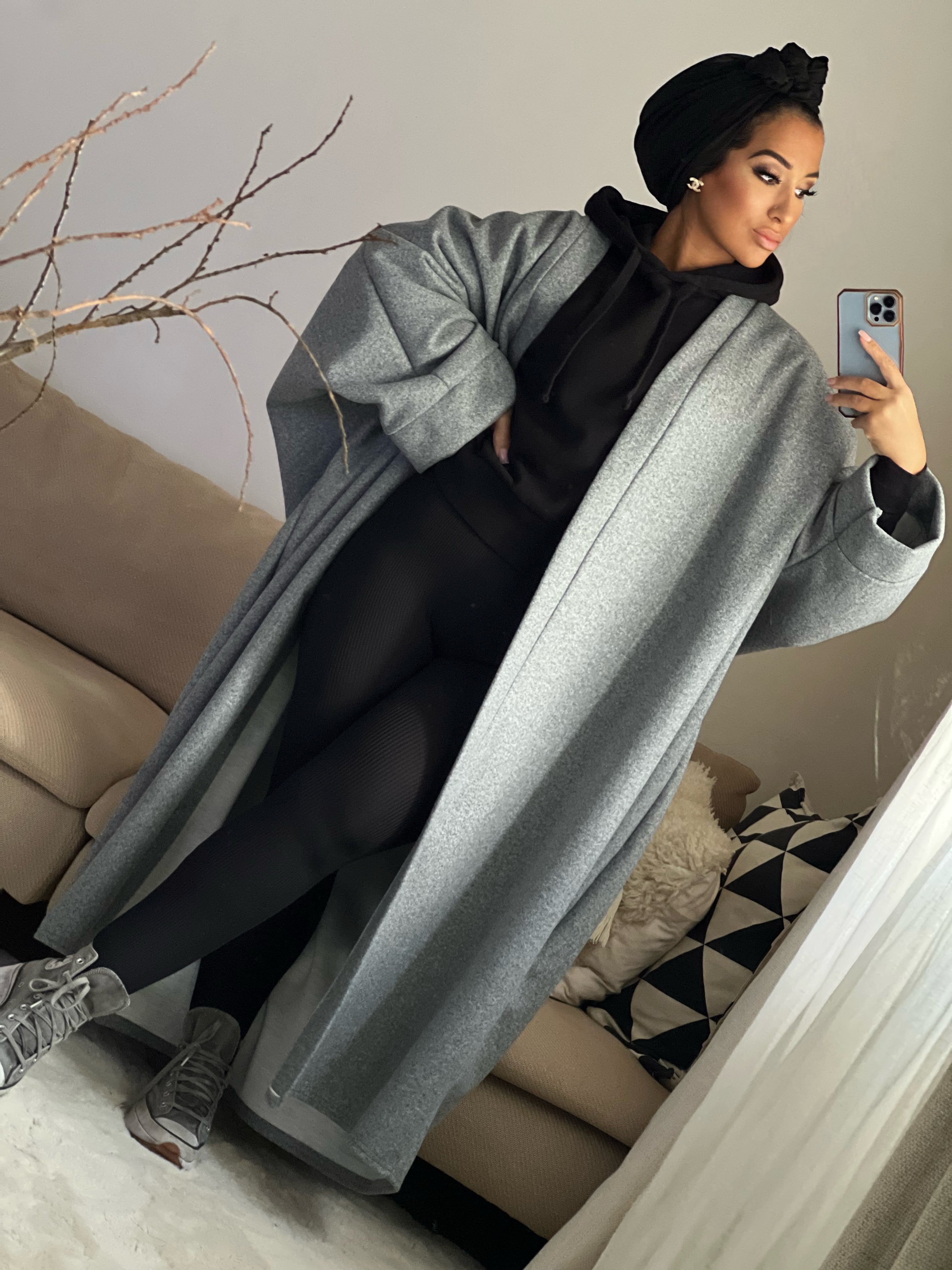 Manteau kimono Nafizz gris